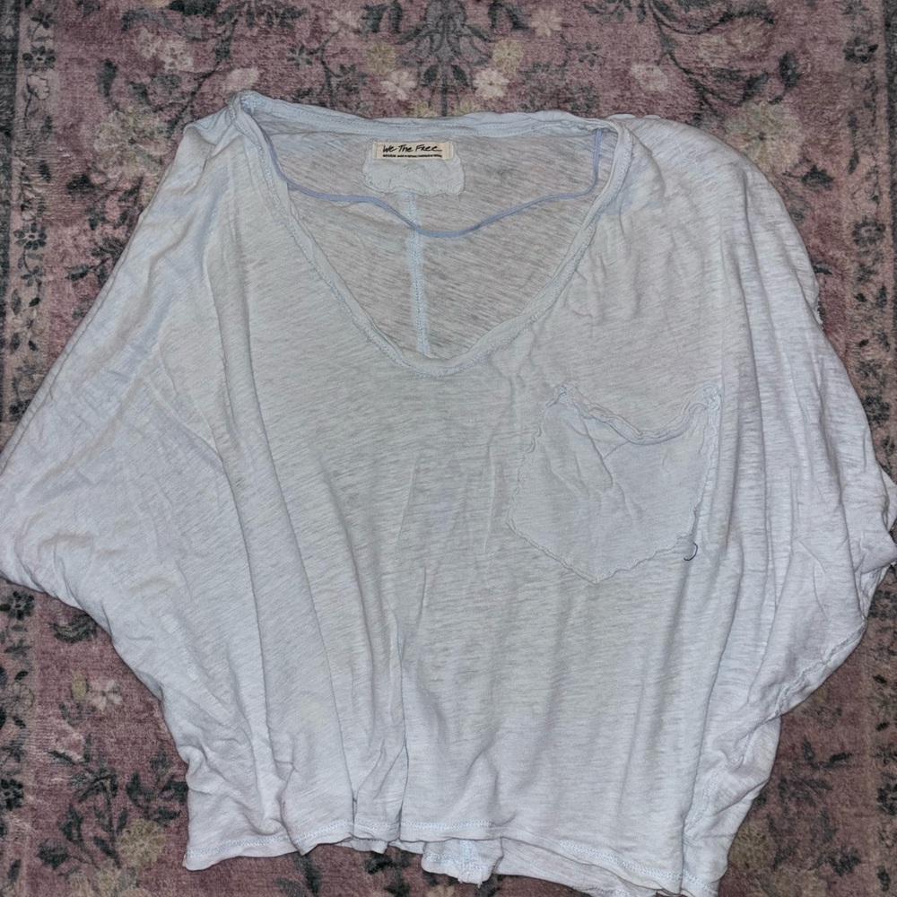 We The Free Light Blue Short Sleeve Top